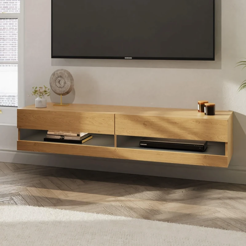 GFW Leon 180cm Wall TV Unit with LED