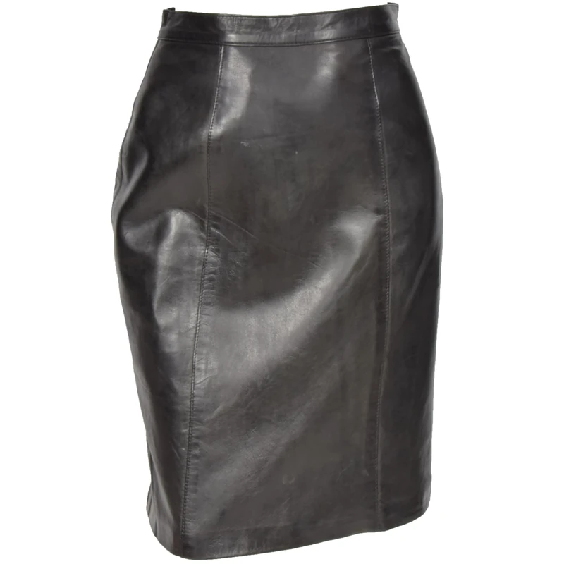 Divergent Retail Ladies Leather 22 Inch Pencil Long Skirt Club Office Casual Wear Womens Black Size 8 Candice