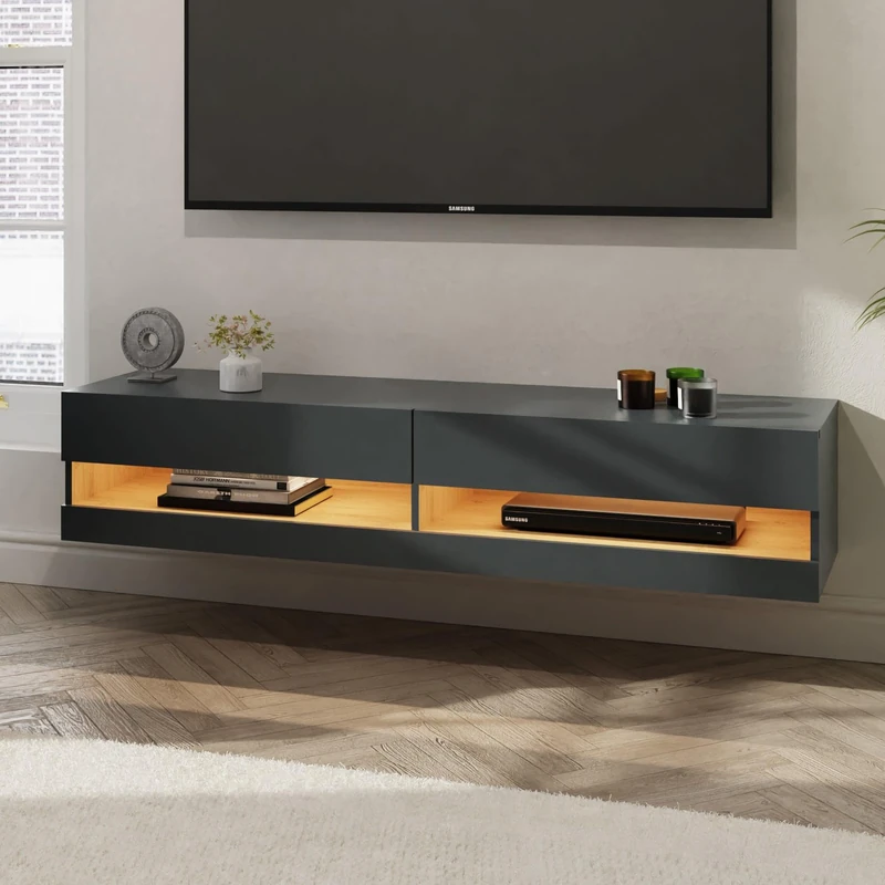 GFW Leon 180cm Wall TV Unit with LED