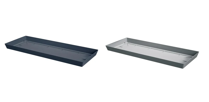 B2C Pot Rectangle Drip Trays Indoor Outdoor Plant Saucer Plastic Tray Saucers (Grey, 36cm x 14.8cm)