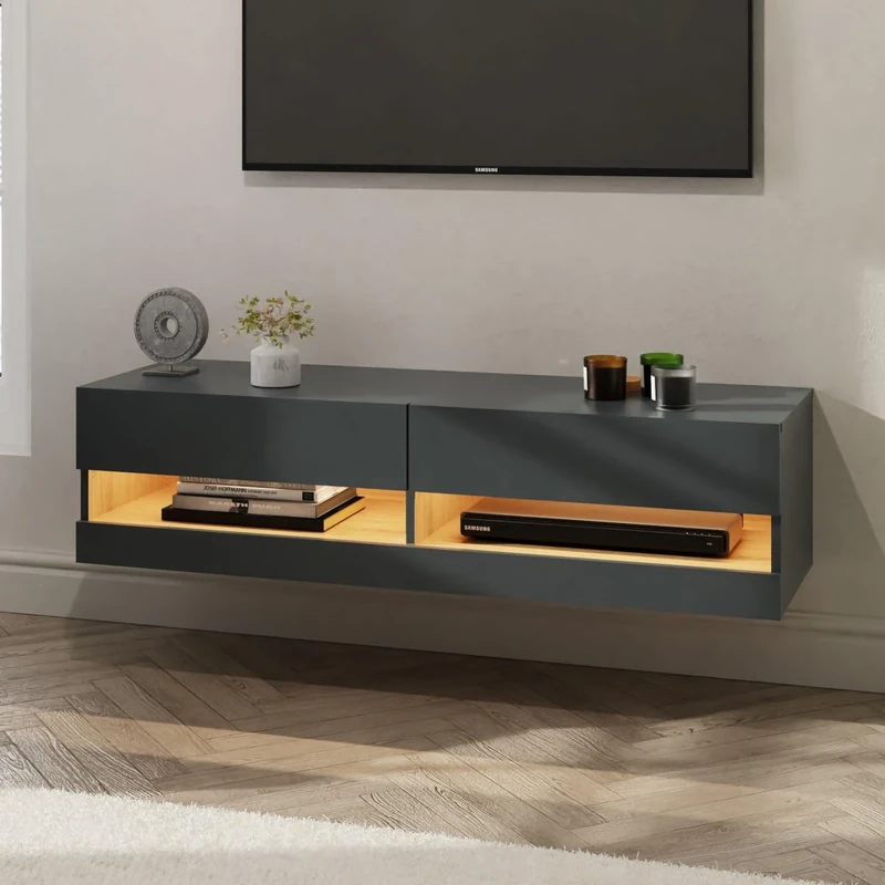 GFW Leon 120cm Wall TV Unit with LED
