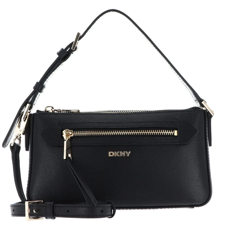 DKNY Women's Bryant Ave Tz Demi Crossbody Handbag, Blk/Gold, Medium