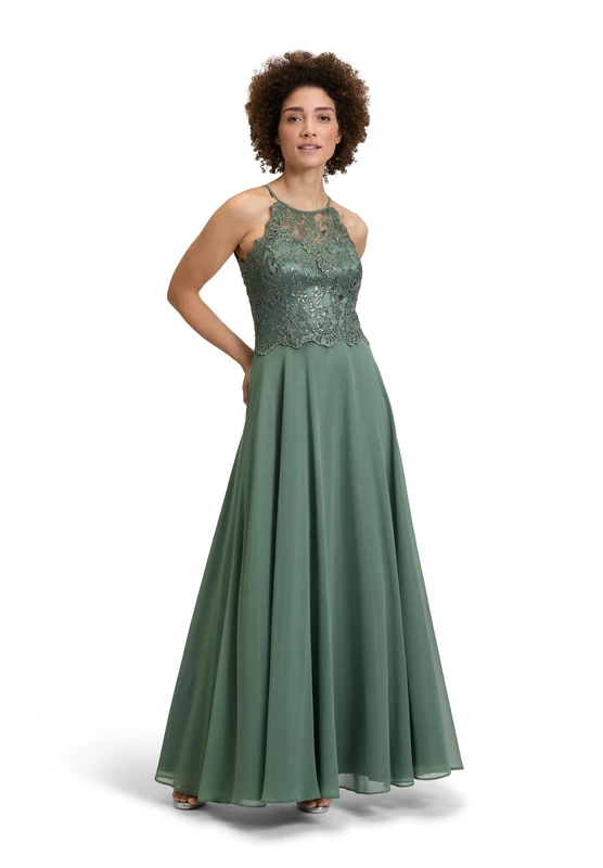 Vera Mont Women's Backless Evening Dress, Light Aventurine, 12