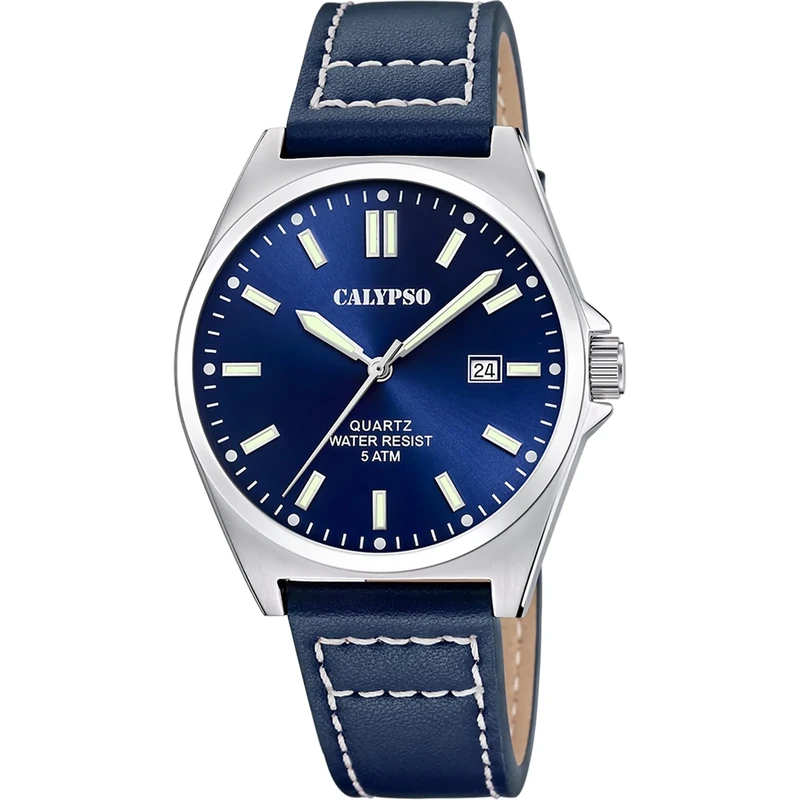 Calypso K5868/3 Mens Stainless Steel Watch with Leather Strap