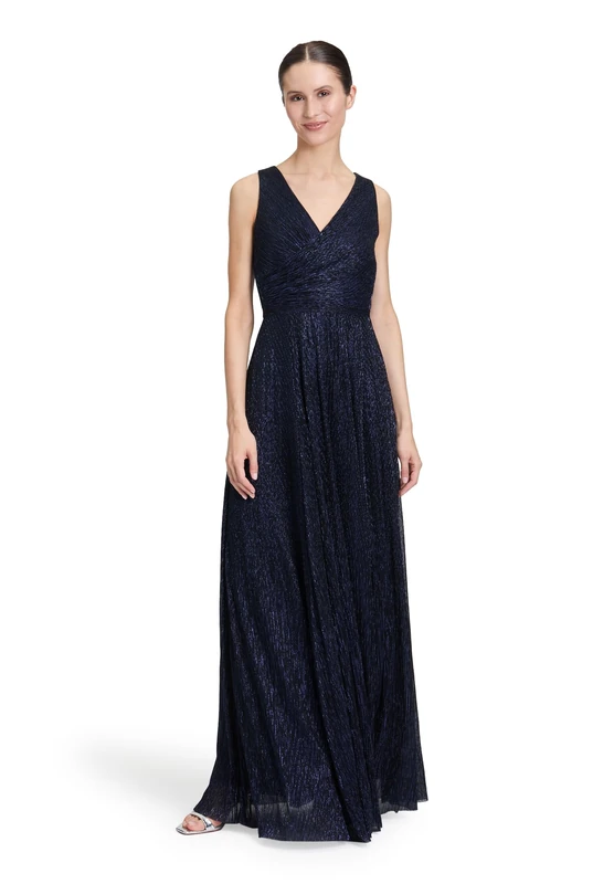 Vera Mont Damen Evening Dress with Pleats, Dark Blue, 10