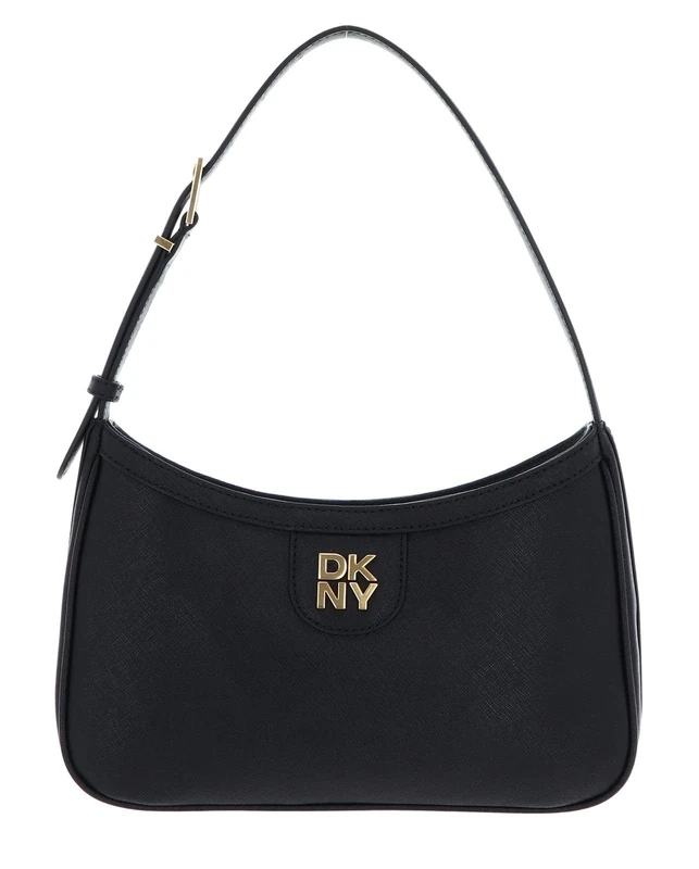 DKNY Women's Carol Half Shoulder Bag, Black/Gold, One Size, Black/Gold, One Size