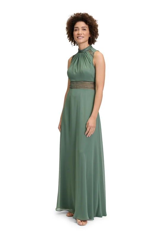 Vera Mont Women's Backless Evening Dress, Light Aventurine, 10