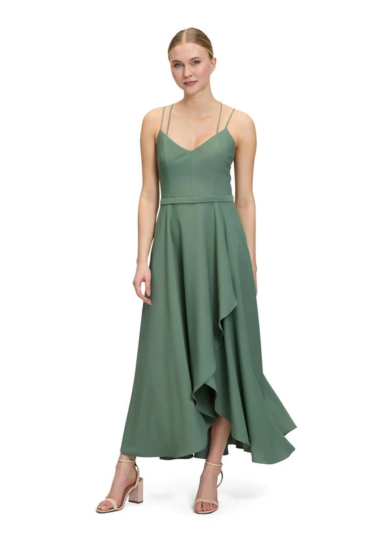 Vera Mont Women's Evening Dress with Flounce, Light Aventurine, 8