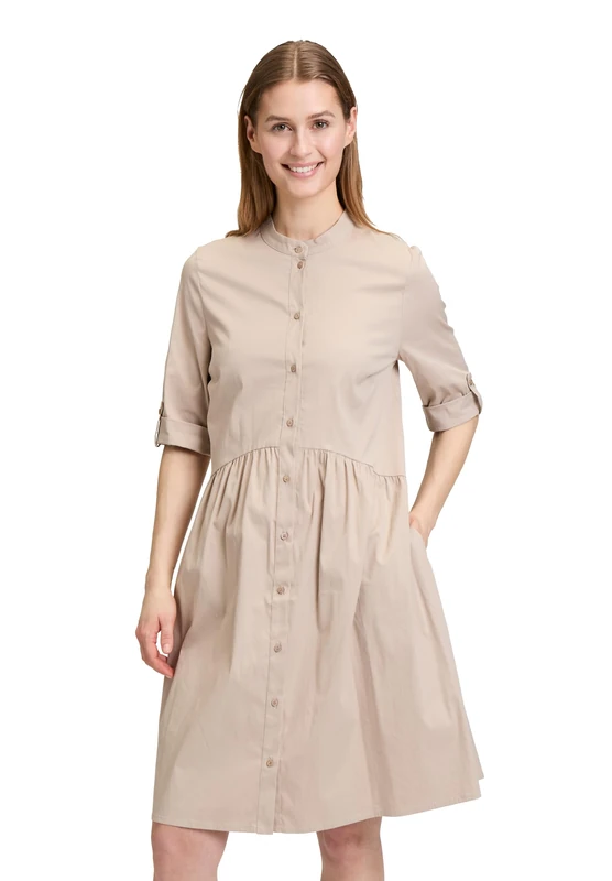 Vera Mont Women's Button Down Shirt Blouse Dress, Cream Beige, 14