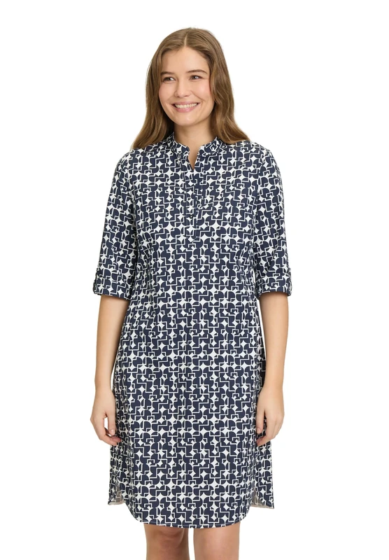 Vera Mont Robe Légère Women's Summer Dress, White/Dark Blue, 14