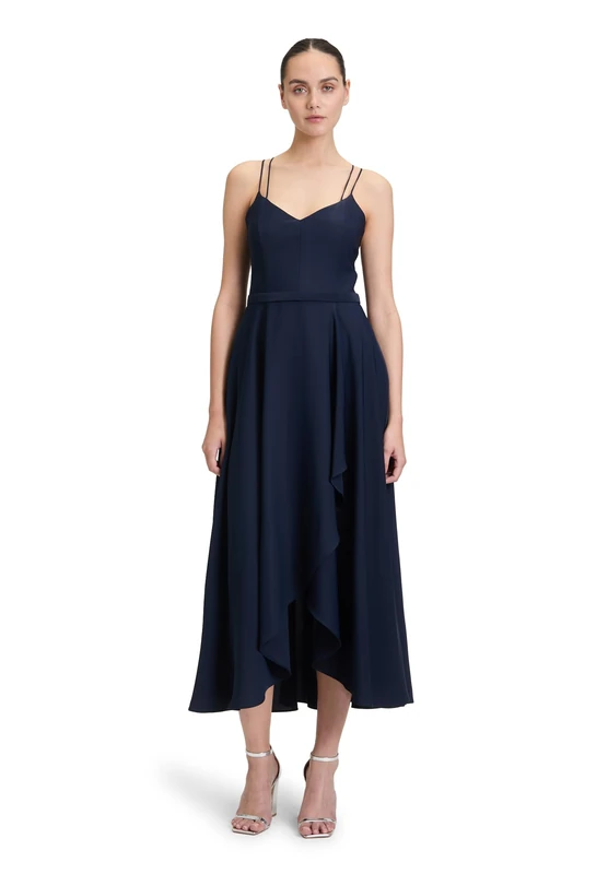 Vera Mont Women's Evening Dress with Flounce, Night Sky, 14