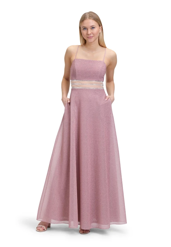 Vera Mont Women's Evening Dress with Effect Yarn, Rose/Cream, 12