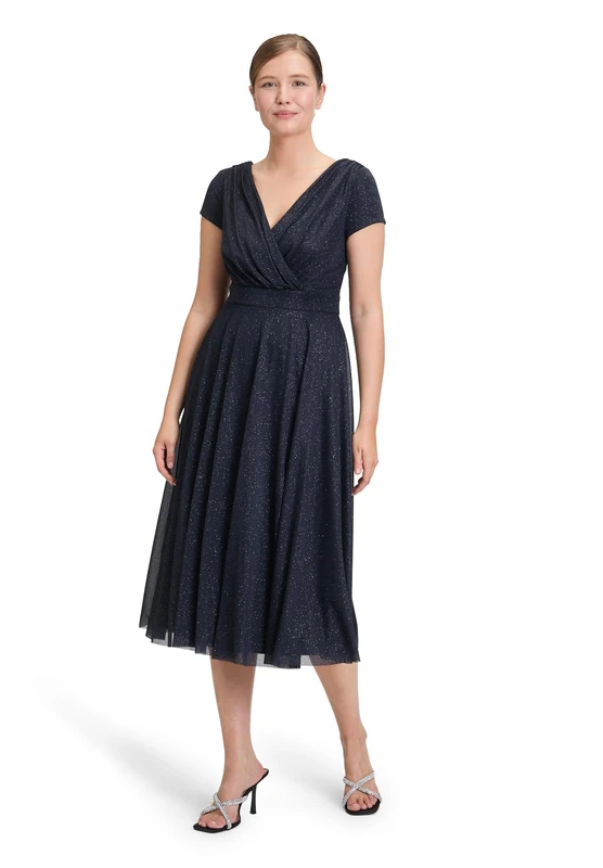 Vera Mont Women's 0333/4112 Dress, Dark Blue/Grey, 14