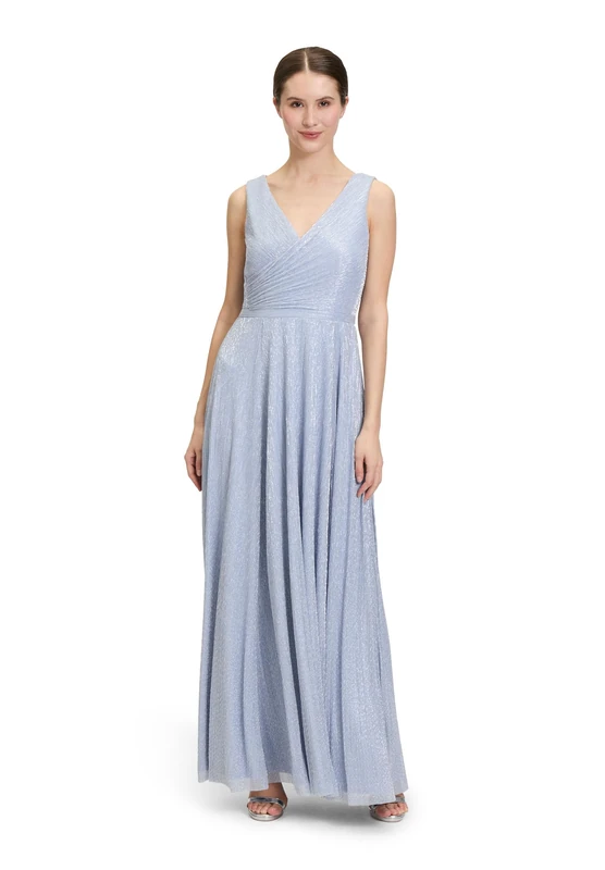 Vera Mont Women's Pleated Evening Dress, Blue/White, 18