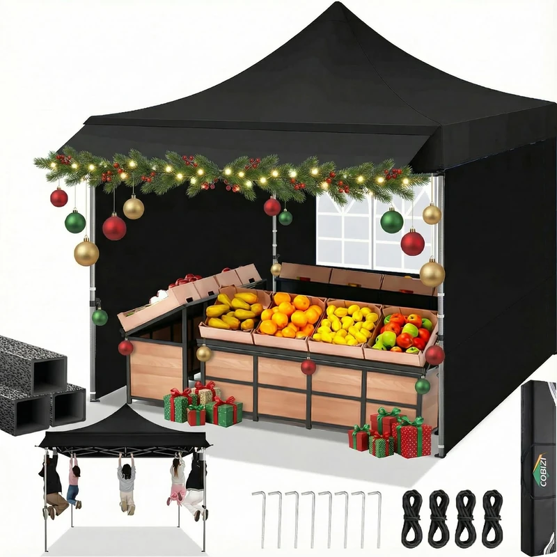 TOOLUCK Ez Heavy Duty Pop Up Canopy Tent 84x10 with Sidewalls, Outdoor Commercial Canopy with Canopy, Waterproof & 26ft Extended Canopy, Seller Tent for Market