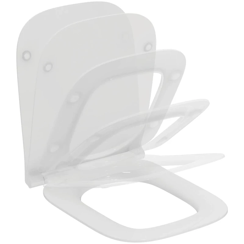 Ideal Standard i.Life B Toilet seat and Cover, Angular Shape, Soft-Close seat with Quick-Release Function for Easy Cleaning, Antibacterial, Scratch-Resistant duroplast – White (360x450x45 mm)