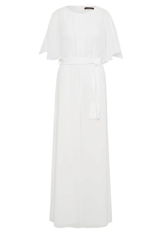 Vera Mont Women's Jumpsuit with Tie Belt, Raw white, 40W