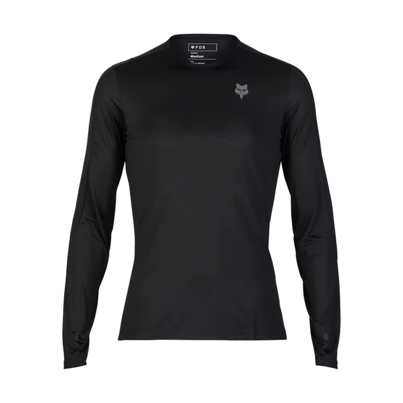 Fox Racing Flexair Ascent LS Jersey, Moisture-Wicking, Aerodynamic Fit, Abrasion-Resistant, Trail & XC Performance, Black, Size: 2XL
