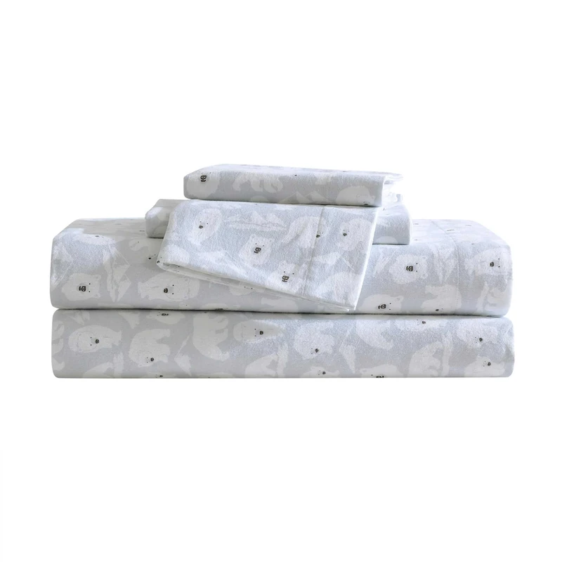 Eddie Bauer - Twin Sheets, Cotton Flannel Bedding Set, Brushed for Extra Softness, Cozy Home Decor, Oeko-Tex Certified (Explorer Bears Grey, Twin)