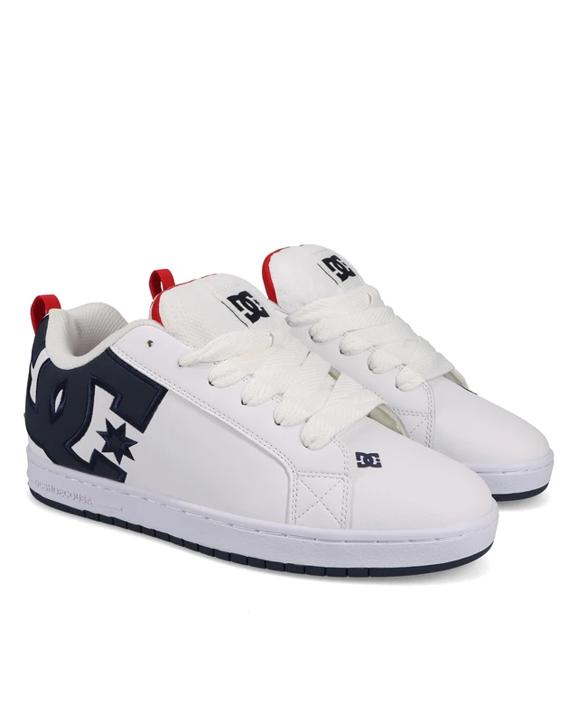 Dc Shoes Men's Court Graffik Sneaker, White Navy red, 7.5 UK