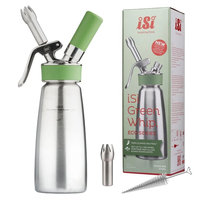 iSi Eco Series Green Whipper 1L -for Dairy and Vegan Whipping Cream, Foams and Toppings. 2 Year Guarantee. Valid When Used with an iSi Charger. - Image 1