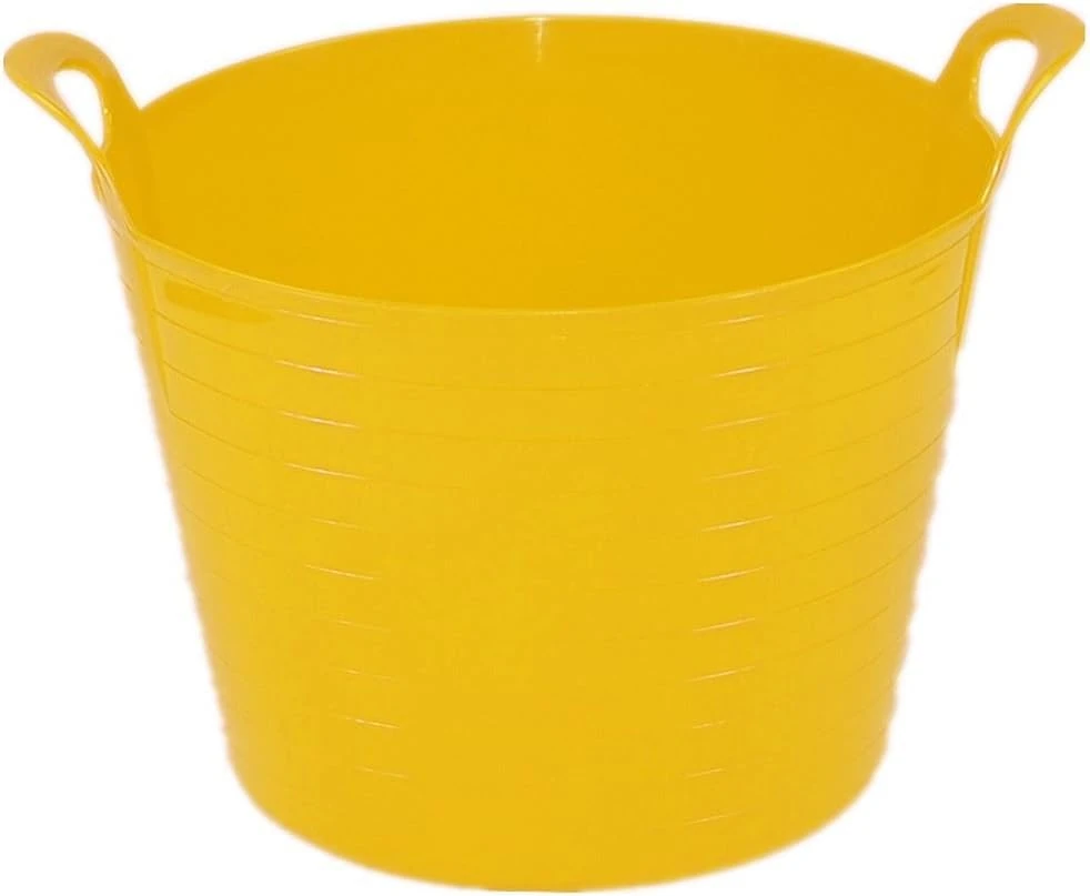 SPECTRAPLAST® 45 Liter Heavy Duty Large Flexi Tub Garden Home Flexible Colour Plastic Storage Container Bucket Flex Tub- MADE IN U.K. (YELLOW, 45 LITRES)