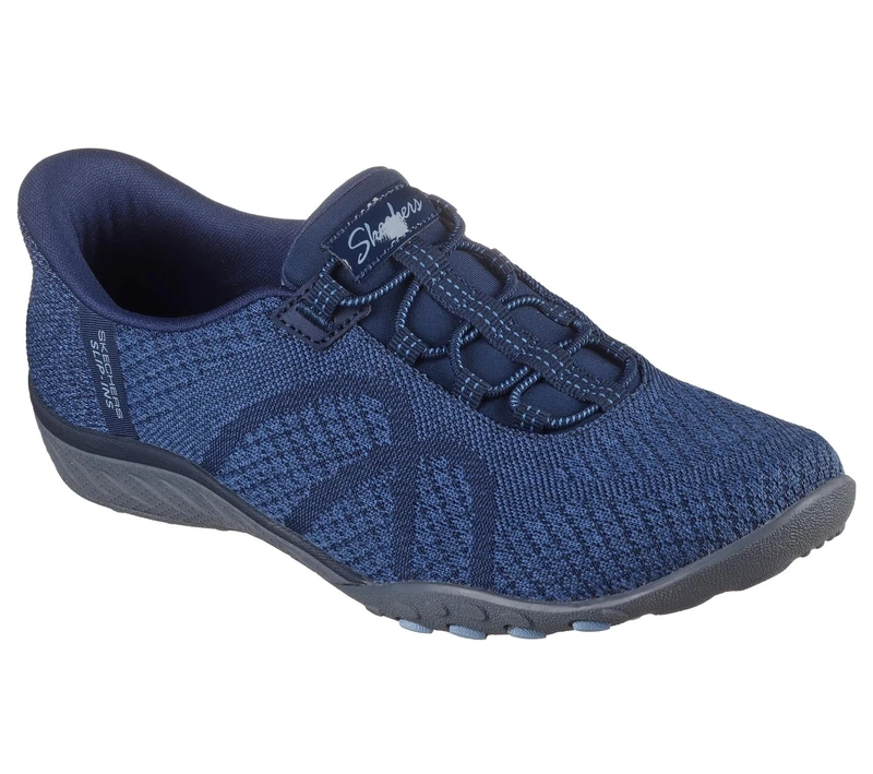 Skechers Women's Breathe-Easy Knitty Waves Slip-On Sneakers, Navy Knit, 4 UK