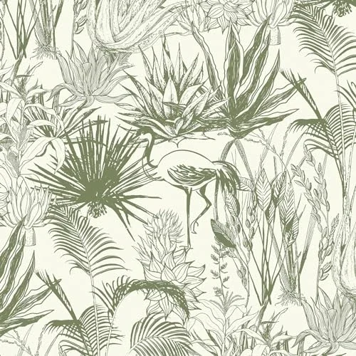 CiCiwind Peel & Stick Wallpaper - 41CM×10M Green Leaf Jungle Wallpaper, Waterproof, Self-Adhesive, Thicken Vinyl, Removable