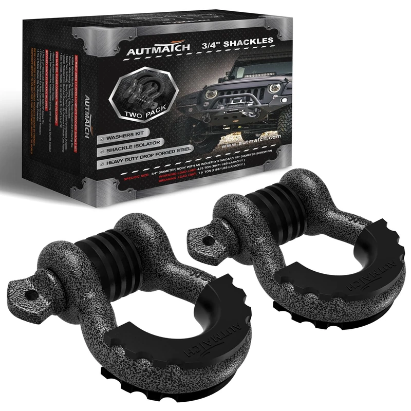 AUTMATCH 3/4" D Ring Shackles (2-Pack) - 41,887 lbs Break Strength