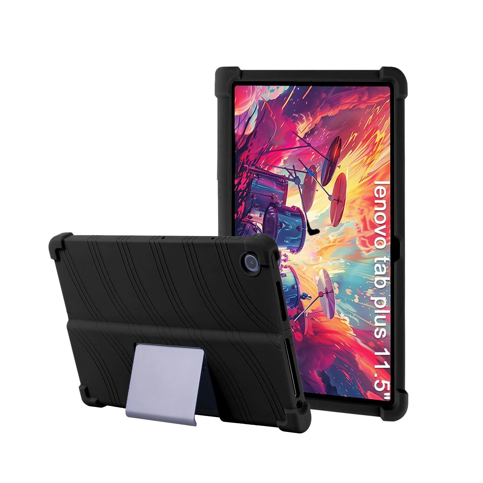 Case for Lenovo Tab Plus 11.5 Inch,XLTTONG PC Holder Tablet Silicone Case,Anti-drop for Lenovo TB351FU 2024 (Black)