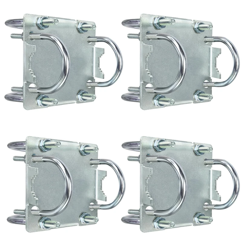 4PCS Antenna Mast Clamp Cross-Over Bracket Kit with U Bolts for 1"-2" OD Poles, Heavy Duty Mounting Hardware for MINO Yagi TV Antennas, Security Camera, Weather Station