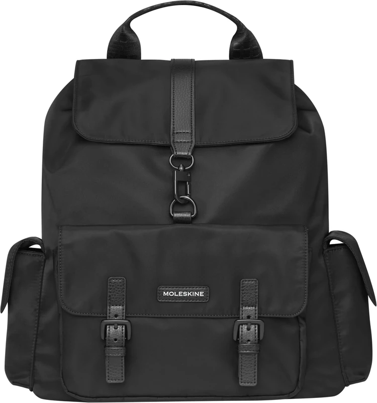 Moleskine Medium Backpack Legendary Collection, With Padded Laptop Sleeve, 100% Recycled Material, For Work And University, Size 39.5 x 39 x 15 cm, Black