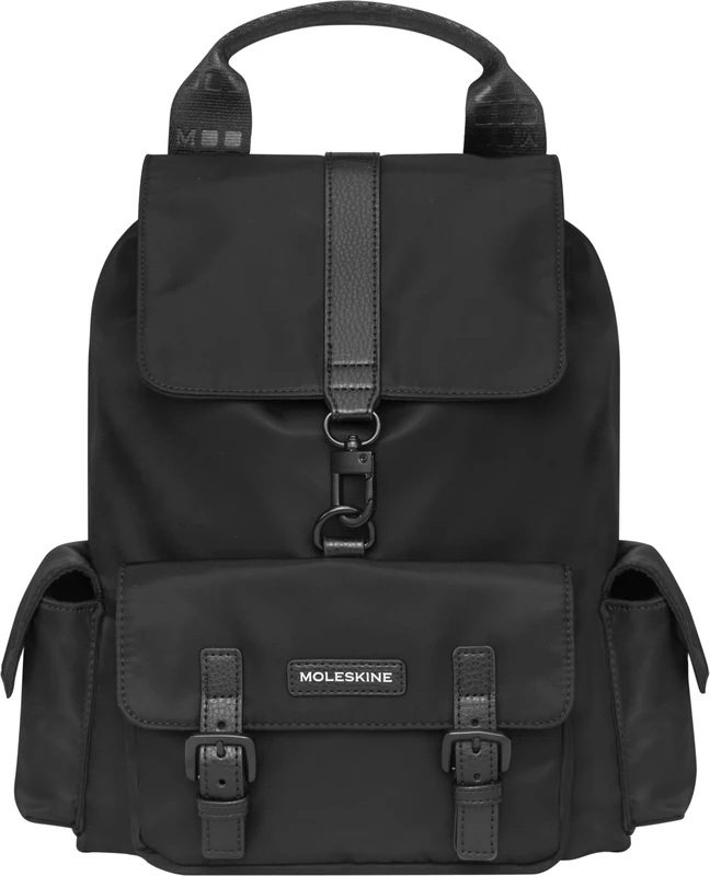 Moleskine Small Backpack Legendary Collection, With Padded Laptop Sleeve, 100% Recycled Material, For Work And University, Size 33 x 32 x 12 cm, Black