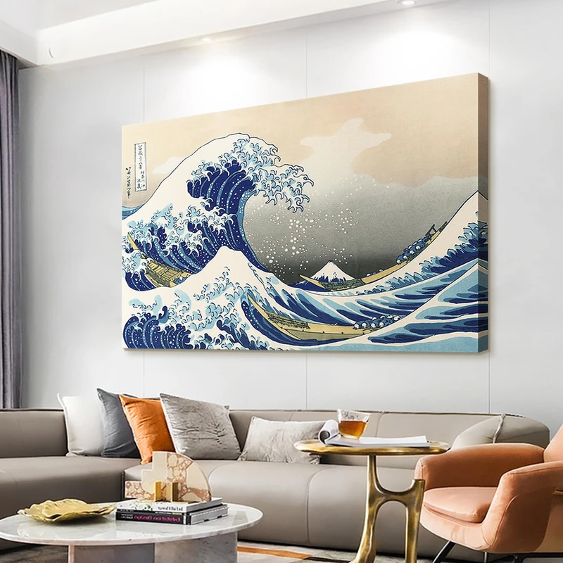 msspart The Great Wave off Kanagawa by Hokusai Canvas Wall Art Japanese Classic Artwork Painting Decor for Living Room Abstract Seascape Picture Print for Bedroom Office Home Decoration - 24"x36"