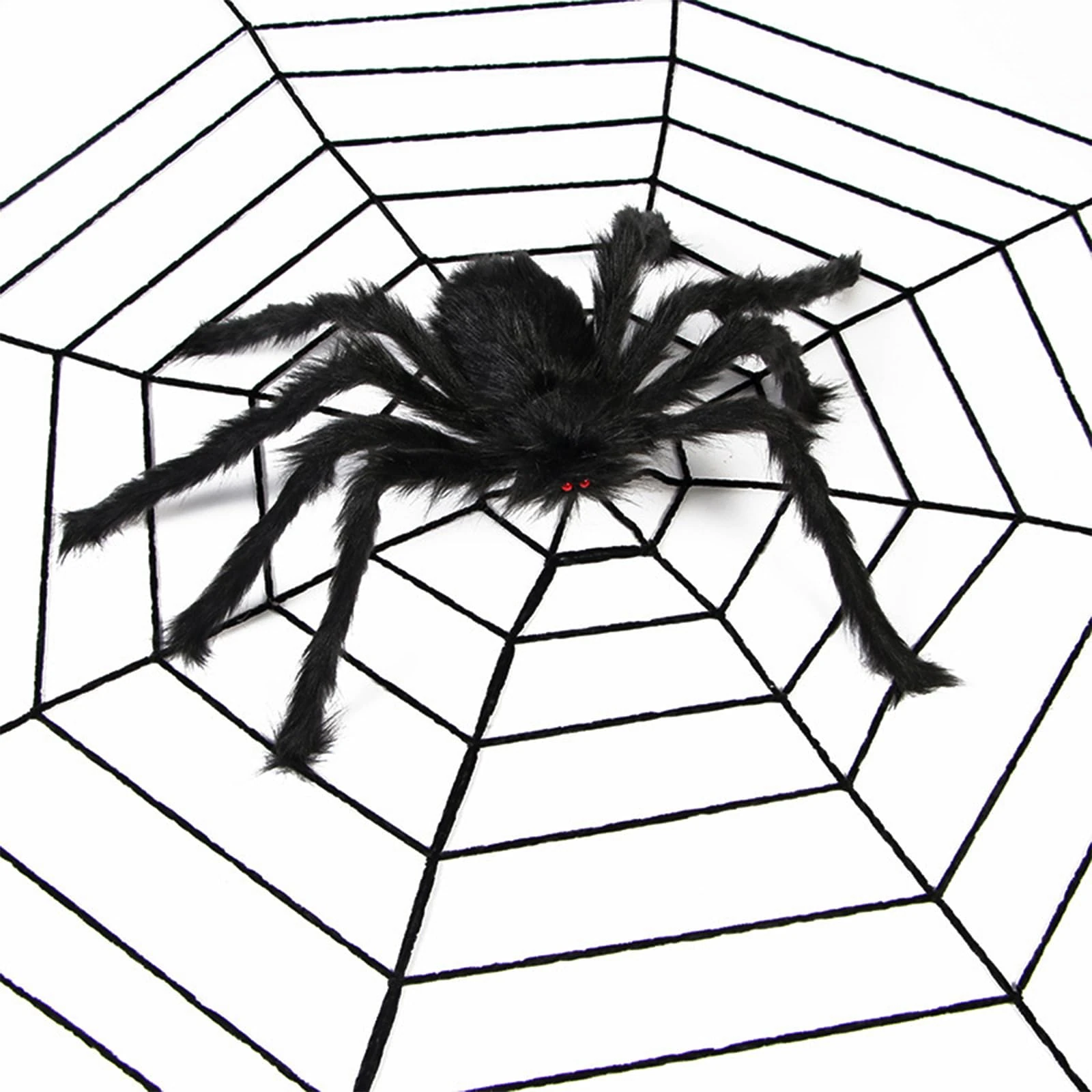 Qpout Halloween Spider Web and Spider Decorations, 126 inch Halloween Spider Web+ 29.5 inch Halloween Spider, Outdoor Spider Web Decoration, Giant Spider Web& Spider