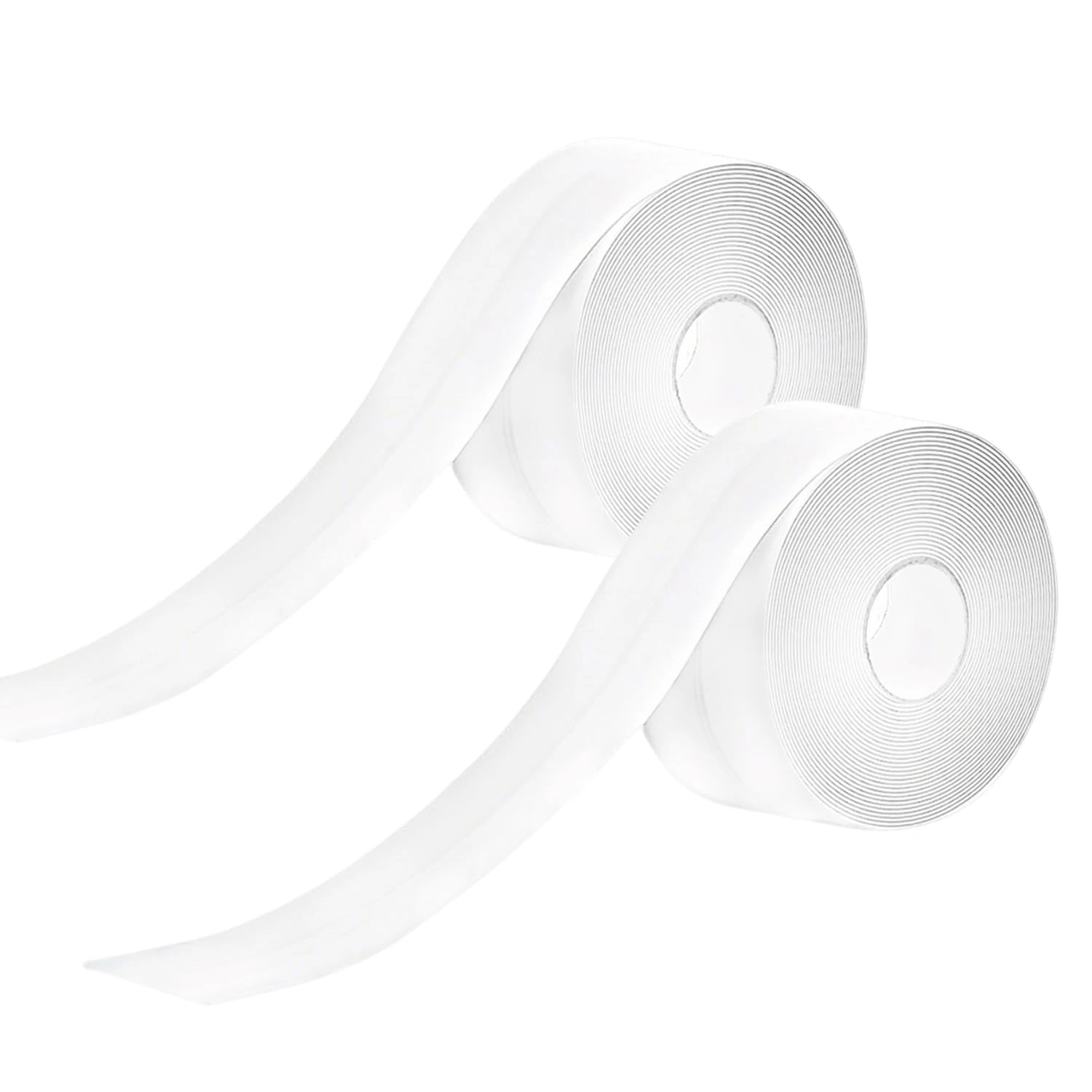 MEKEET Bath Sealant Strip - 2pcs White Sealant Tape, 11Ft Self Adhesive Bathroom Sealant Strip, Anti Mould Saulk Tape for Toilet Base, Tile, Kitchen Sink