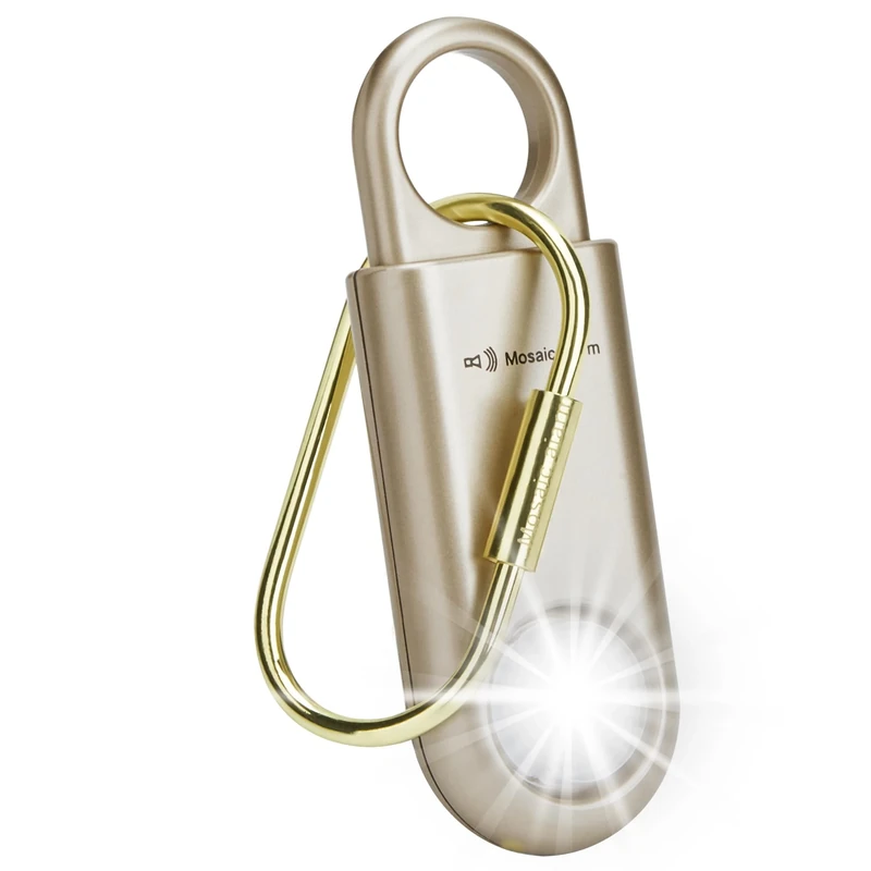 130dB Personal Safety Alarm Strobe Light. Loud Sound SOS Keychain Siren with Carabiner for Women, School Children, Night Runners, Hiking. Bear Alarm Deterrent. Emergency Self Defense Alerts.Gold