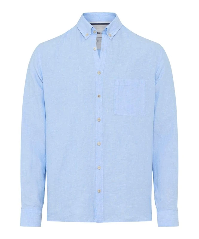 Brax Men's Style Dirk U Pure Linen Quality Shirt, 29 Sky,