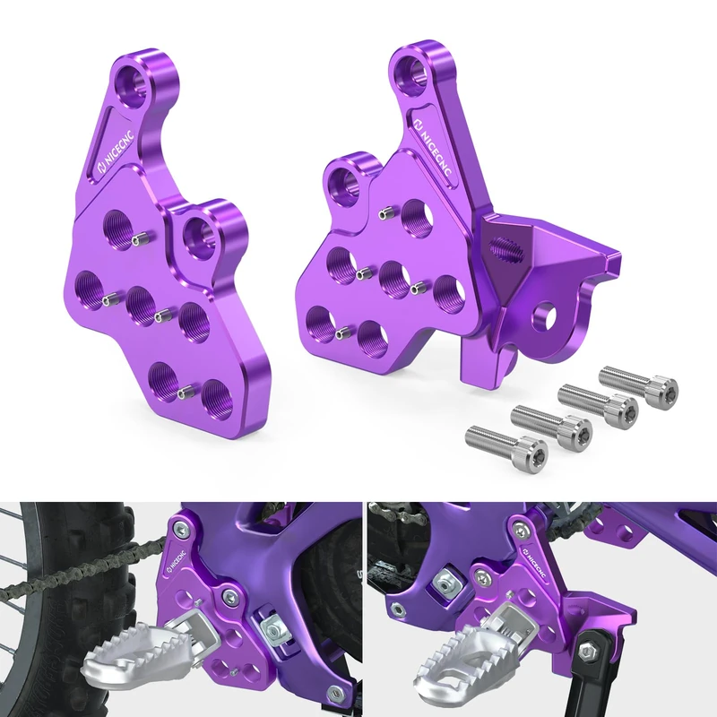 NICECNC Purple Footrest Foot Pegs Bracket Package Compatible with Surron light bee X Surron light bee S Surron light bee L1E Segway X260 Segway X160