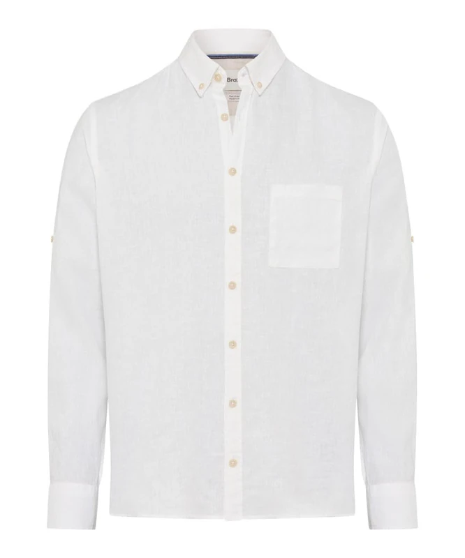 Brax Men's Style Dirk U Pure Linen Quality Shirt, 99 White,
