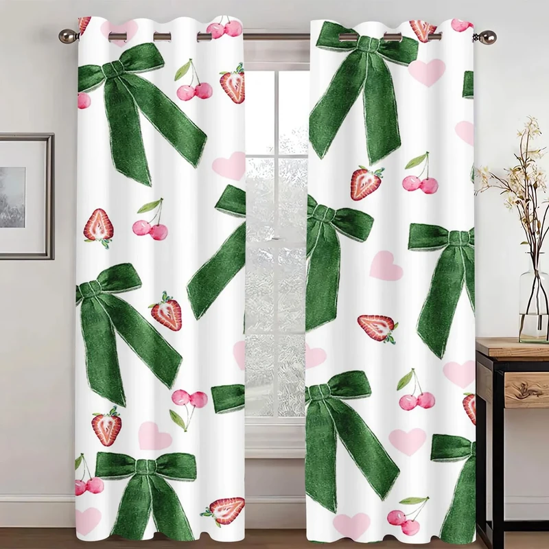 SHROUDEX Blackout Curtains with Ties, 3D Pink Bow Children's Room Curtains, Colourful Butterfly Curtains for Living Room (6.280x180cm(2x140x180cm))