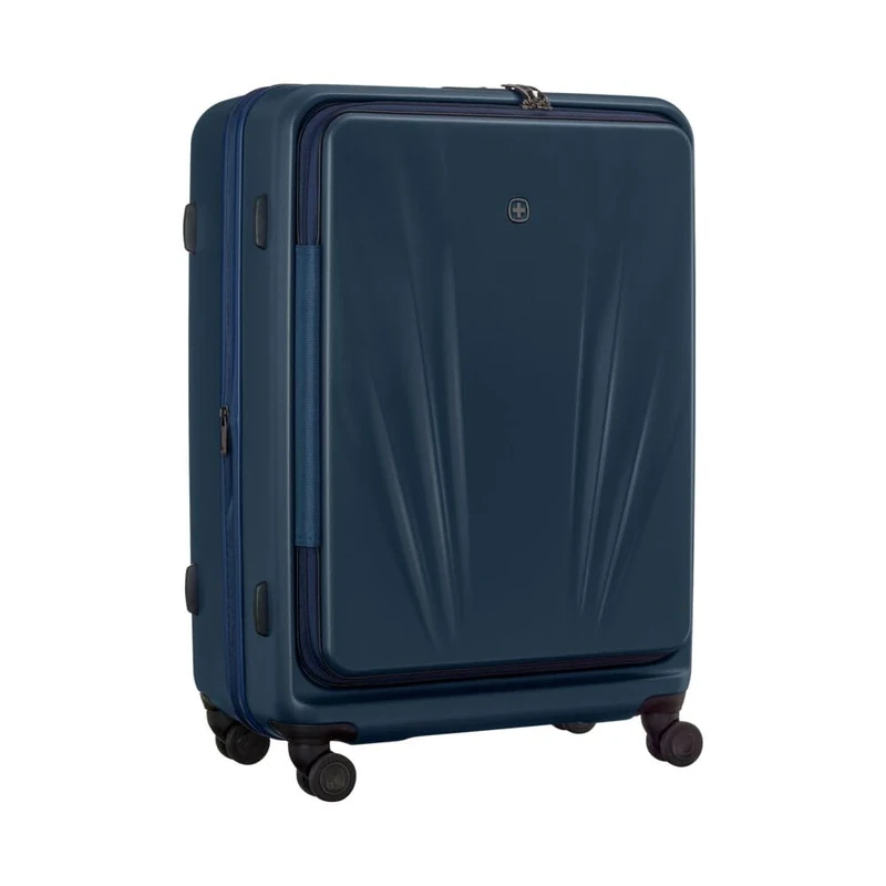 WENGER Skyon Large Hard-Shell Suitcase with 4 Wheels, Trolley, Large, 103 (120) l, Security Lock, Women Men, Travel Holiday, Blue, 653568