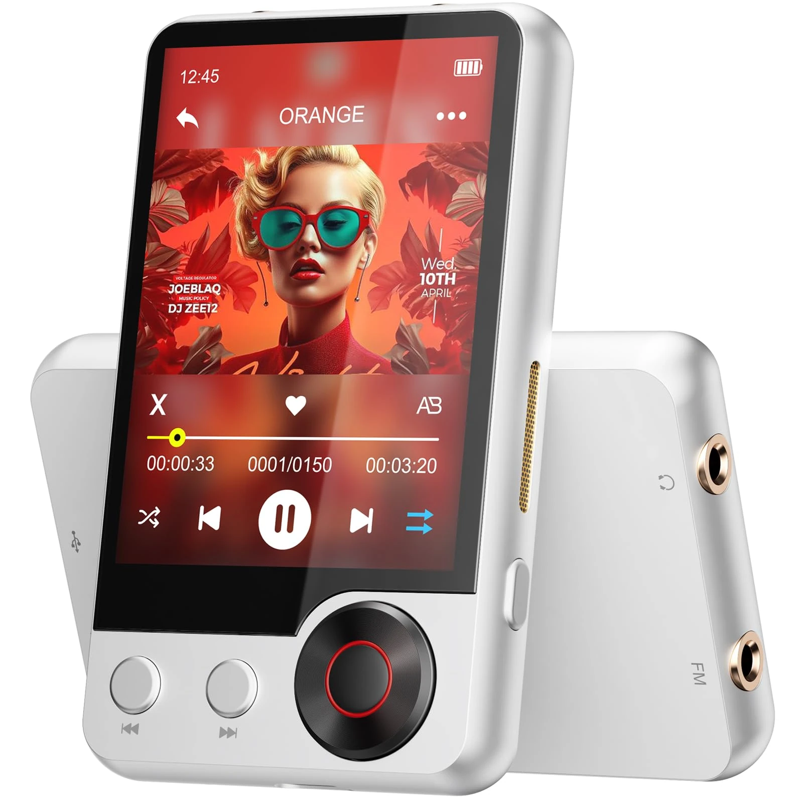 128GB MP3 Player with Boosted Bluetooth 5.3, Music Player Features HD Speaker, 2.4" Touchscreen, Expandable SD Card Slot, Dual Headphone Ports, Supports FM Radio, Voice Recorder, E-Book, and More