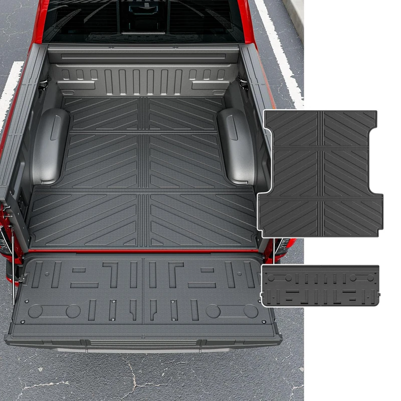 powoq 5.5FT Truck Mat Compatible with 2021 2022 2023 2024 Ford F150 Truck Bed Mat TPE Tailgate Liner Replacement for 2021-2024 Ford F150 Accessories (5.5FT Bed Mat+Tailgate Mat)