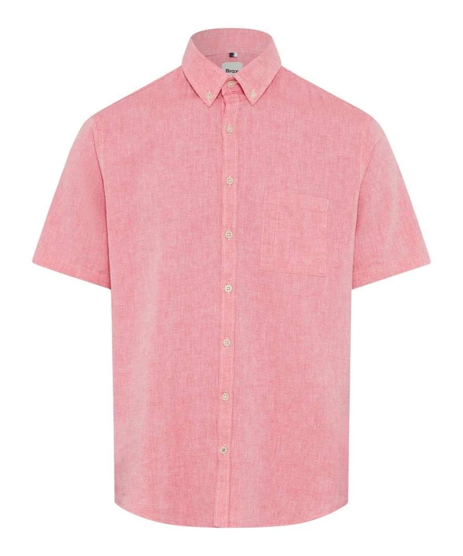 Brax Men's Style Dan U Cotton Linen Mix Shirt, 86 Berry,