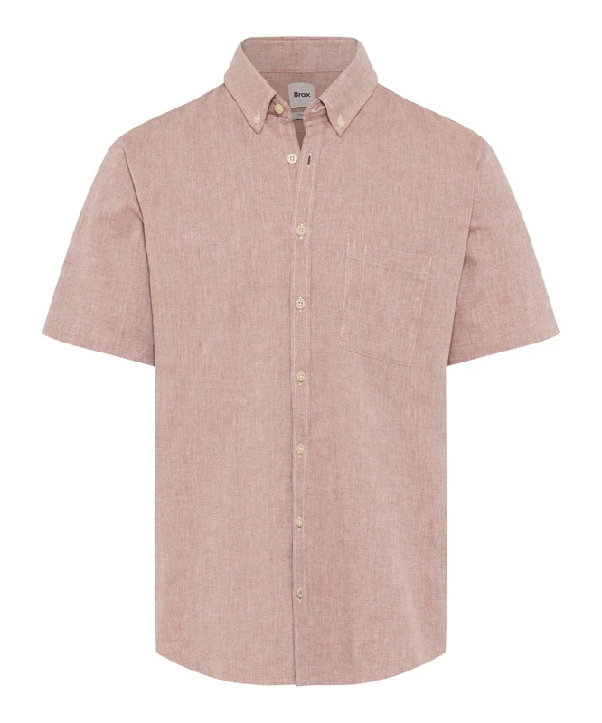 Brax Men's Style Dan U Cotton Linen Mix Shirt, 54 Cacao,