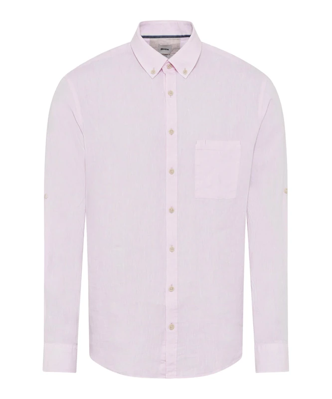 Brax Men's Style Dirk U Pure Linen Quality Shirt, 89 Smooth Rose,