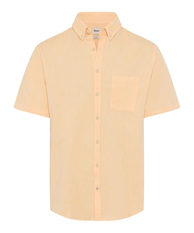Brax Men's Style Dan U Cotton Linen Mix Shirt, 67 Sunrise,