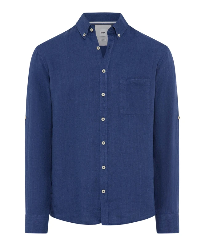Brax Men's Style Dirk U Pure Linen Quality Shirt, 23 Navy, S - Image 1