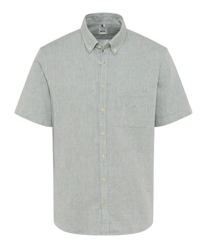 Brax Men's Style Dan U Cotton Linen Mix Shirt, 36 Thyme,